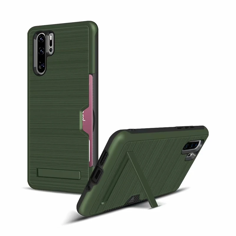 

Hybrid Shockproof Armor TPU Hard PC Back Cover Fundas Stand Wallet Card Slot Phone Case For Huawei P30 Pro P30