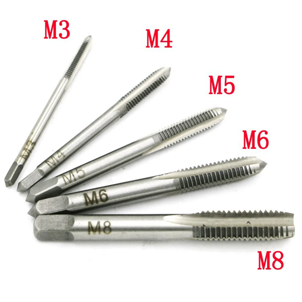 

5Pcs/set Bearing Steel Metric Plug Screw Thread Tap M3 M4 M5 M6 M8 Plug Tap Set Machine Straight Fluted Screw
