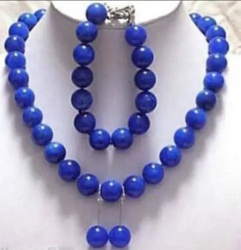 

FREE SHIPPING>>@> shipping 1set 8mm Egyptian Lapis Lazuli Gems Necklace 18'' Bangle 7.5'' Earring UHE4006 (A0427)