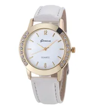 Бренд модный кожаный ремень женские Часы двусторонние Стразы круглые женские часы с циферблатом наручные часы в подарок часы Relogio Feminino# W