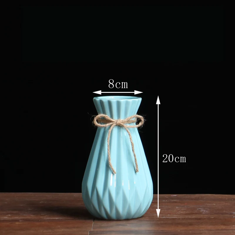 Европейская керамическая ваза, белые/Синие Сухие цветы, фарфоровая ваза для цветов, для свадеб, украшения дома, современные аксессуары - Цвет: blue 20cm