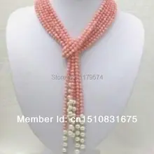 4 мм Имитация розовый коралл груша длинные Слои ювелирные изделия для женщин Девушка подарок модные стильные ожерелья, оптом подарок на день рождения 50 ''AAA