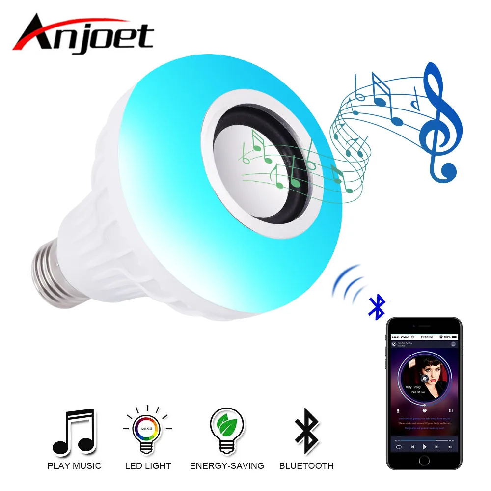 Anjoet Smart E27 RGB Bluetooth динамик Светодиодная лампа 12 Вт музыка игра затемнения