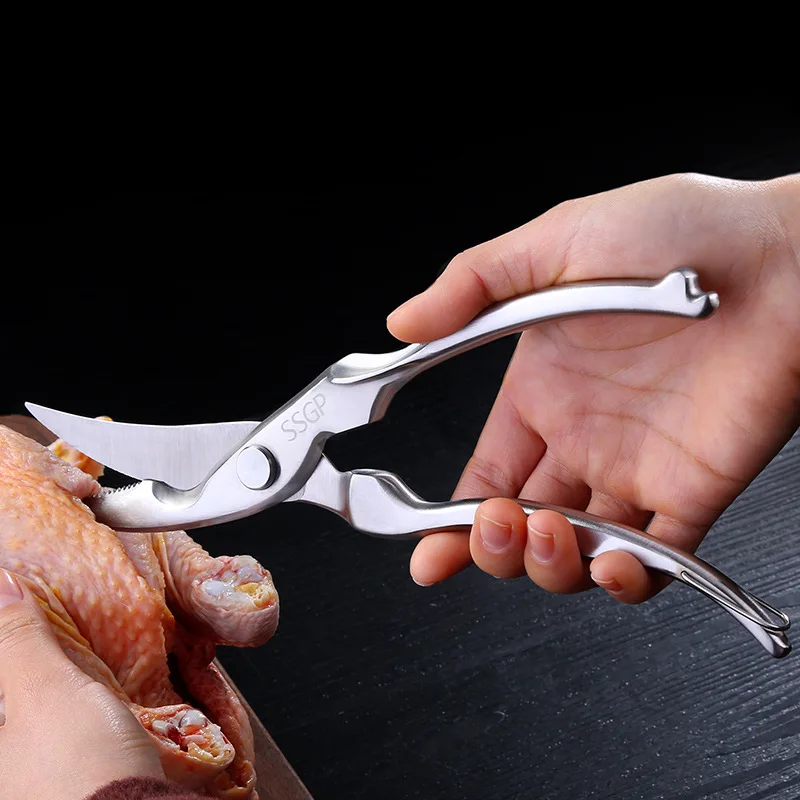

Stainless Steel 3CR14 Kitchen Poultry Chicken Bone Scissor Cutter Cook Shear Fish Duck Cut Kitchen Scissors with Safety Lock