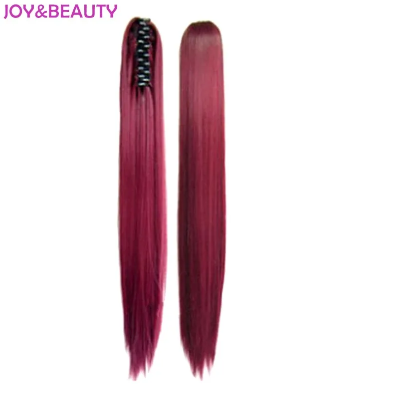 JOY&BEAUTY Women's Synthetic Long Straight Ponytails High Temperature Fiber Clip In Hair Extensions Piece 26inch
