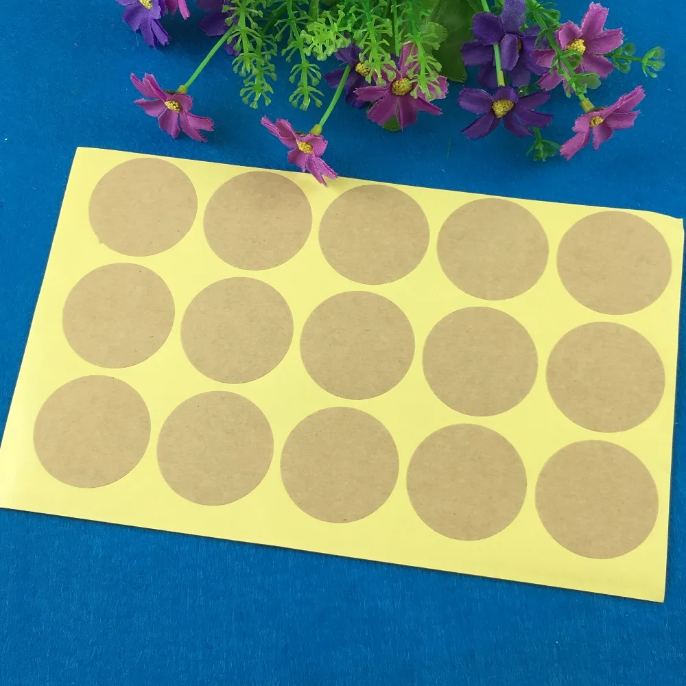 

600PCS/Lot 4cm Kraft Blank Paper Sticker Round Scrapbook Calendar Printting Labels Seal For Gift /Bake/Box/Jewelry/Cake/