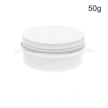 

Free shipping - 50pcs Empty White Tin Cosmetic Pots Jar Containers Aluminium 50ml 1.69oz