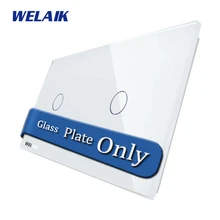 WELAIK Touch Switch DIY Parts Glass Panel Only of Wall Light Switch Black White Crystal Glass Panel 1Gang+1Gang A2911W/B1