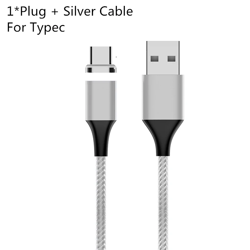 Магнитный кабель KingFriend Micro usb type C для iPhone Lighting Cable 1M 2M 3A провод для быстрого заряда Магнитный кабель type C для Xiaomi - Цвет: Silver USB for Typec