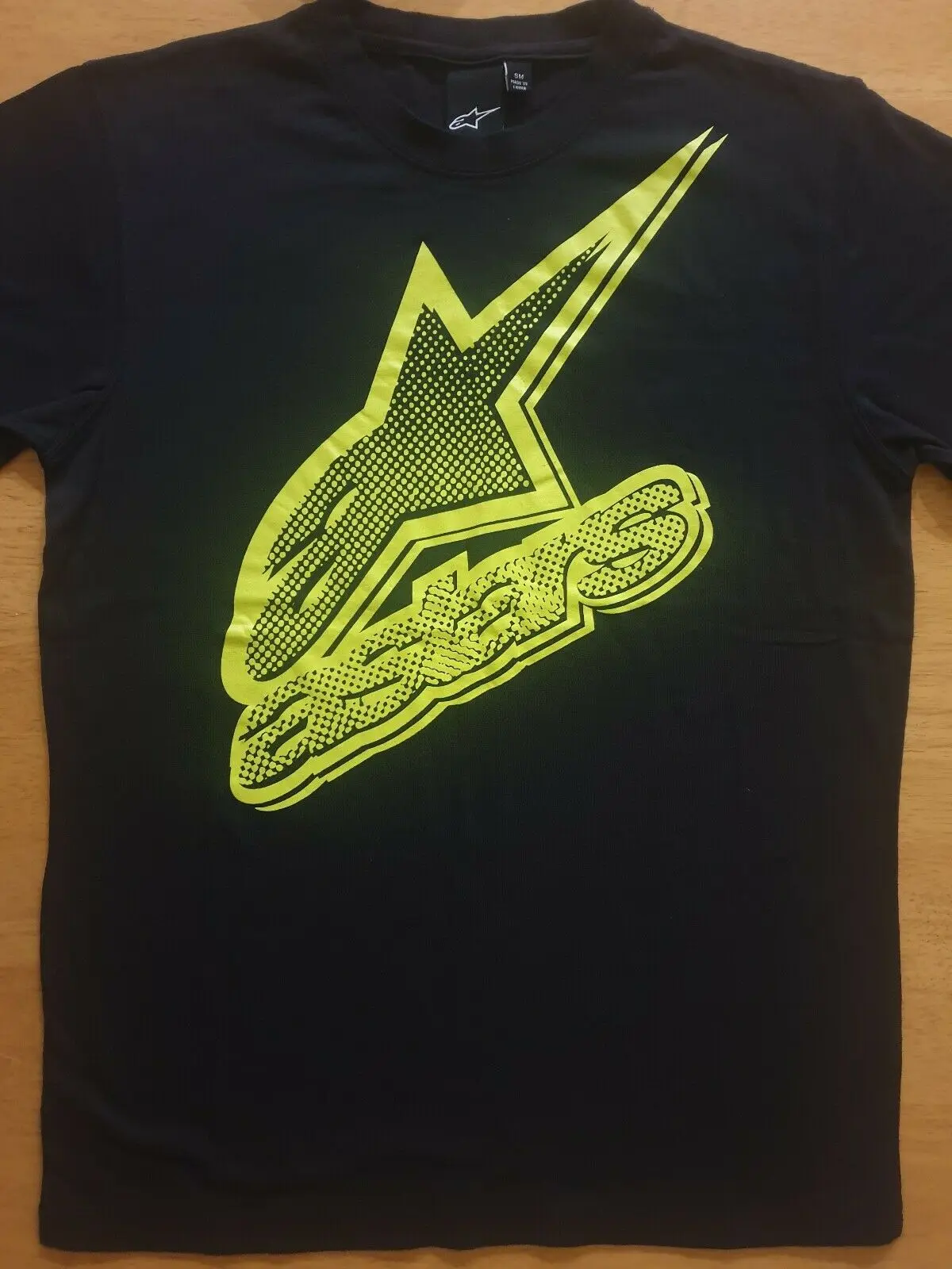 

New Mens Alpine Star T-Shirt Sz Small Tee Black/Yellow Cotton Shirt