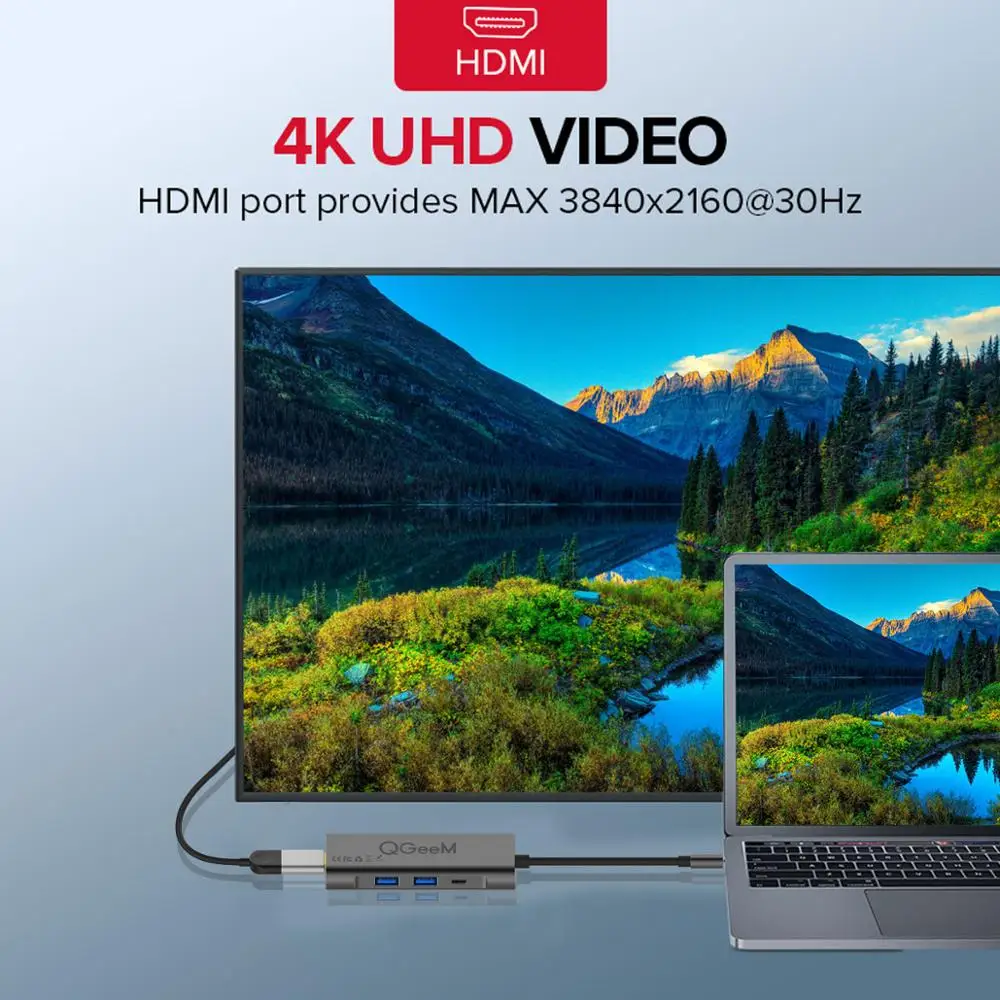 QGeeM USB C концентратор HDMI type-C концентратор к Hdmi USB 3,0 Thunderbolt 3 кард-ридер для Macbook mate20 P30 glaxy S9 S10 USB C концентратор