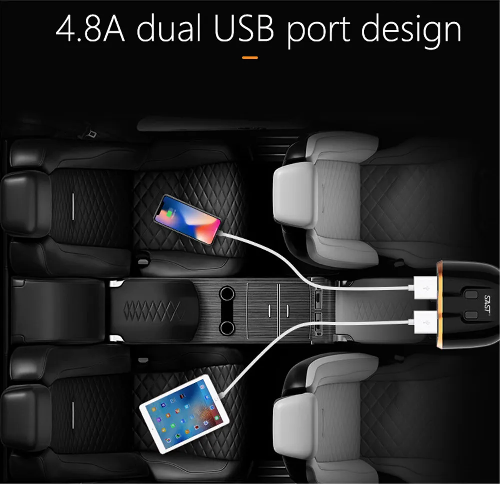 4.8A автомобильное зарядное устройство от одного до двух прикуриватель двойной USB держатель авто быстрая зарядка камера монитор адаптер автомобильный разветвитель питания M96