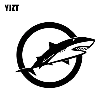 

YJZT 12cm*9.8cm Cartoon Funny SHARK Car Window Sticker Decal Black Silver Vinyl Accessories C11-0393
