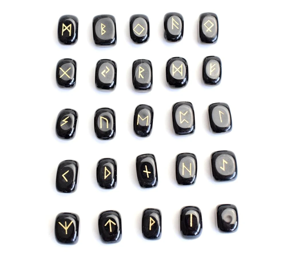 0 6 X 0 4 Inches Natural Small Size Black Agate Rune Stone Engraved Pagan Lettering Wiccan Set With A Free Velvet Pouch Stones Aliexpress