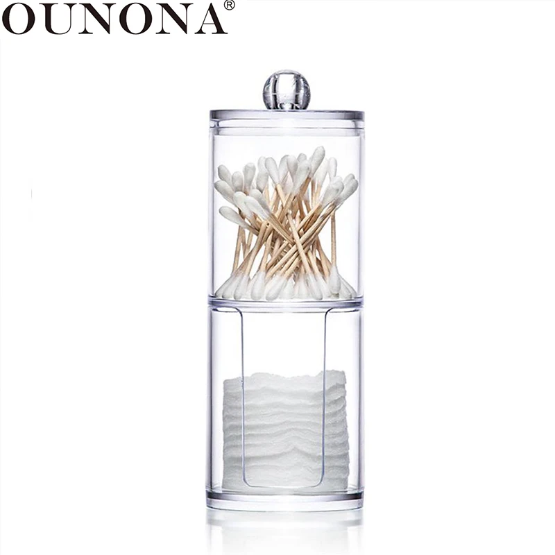 

OUNONA Cotton Swab Container Makeup Jewelry Plastic Cotton Ball Cosmetics Storage Case Holder Container Organizer Box