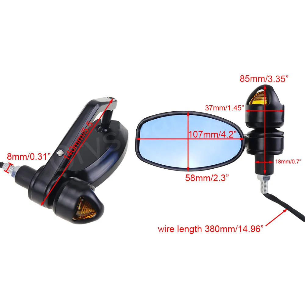 7/" 22 мм мотоцикл овальные зеркала на руль велосипеда, мотоцикла боковое зеркало заднего вида w/поворотники для Honda Harley Cafe Racer Bobber Chopper