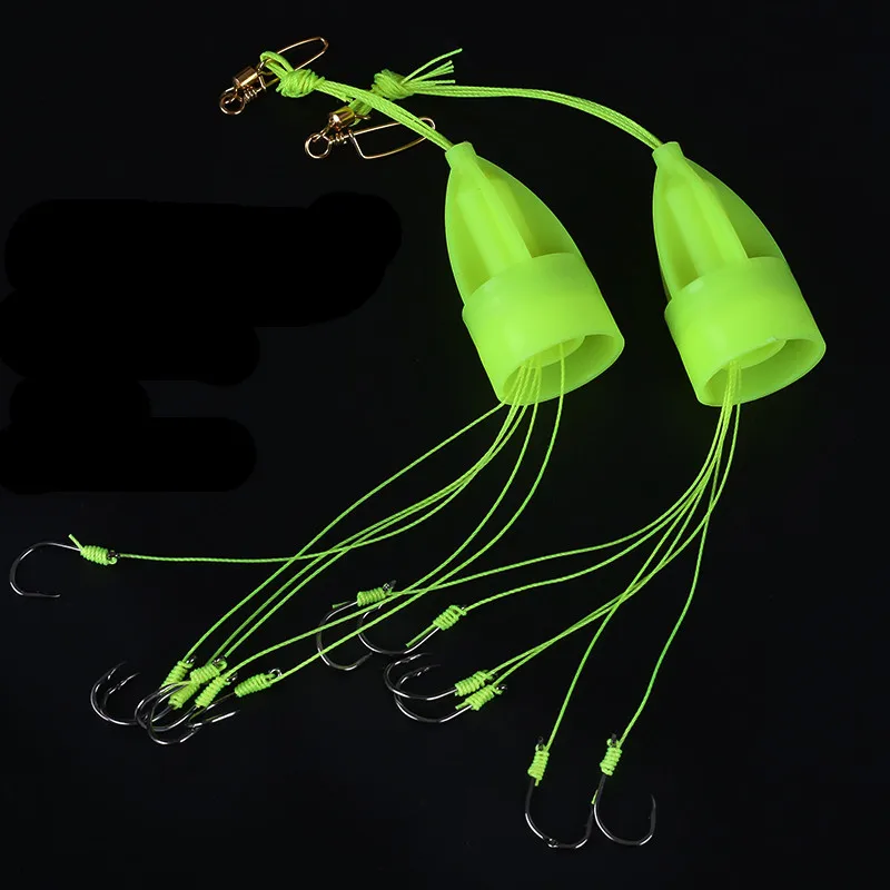 

4PCS Ocean Beach Fishing Barbed Hook Explosive Hook Luminous Plus Lead Drop Bomb Hooks Anti-hanging Bottom Fish Accessorie