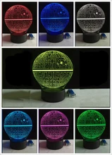 2017 Force Awakens Multi colored Death Star Table Lamp 3D Death Star Bulbing Light Touch Switch