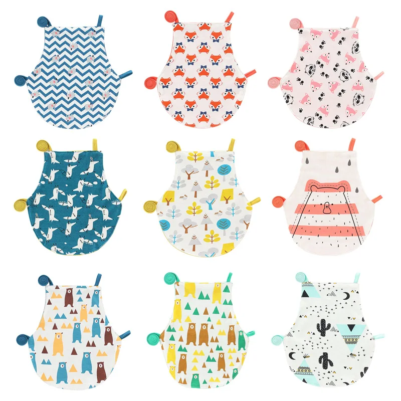 

Baby Cartoon Apron Cute Animals Baby Nursery Room Image Unisex Kitchen Bib Apron with Adjustable Neck Straps