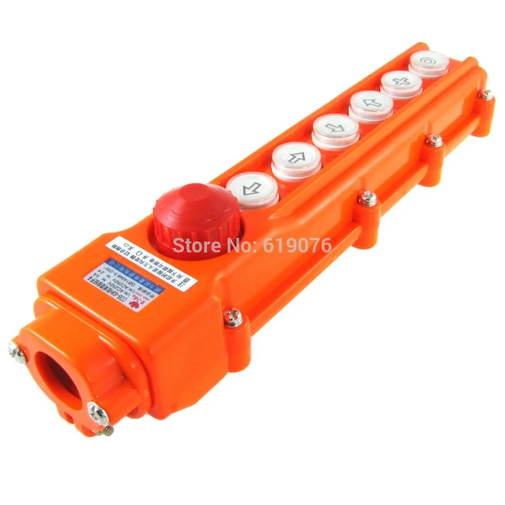 250V 5A /500V 2A 2 Ways Hoist Crane Push Button Switch Momentary Contact Type Rain-proof Orange 