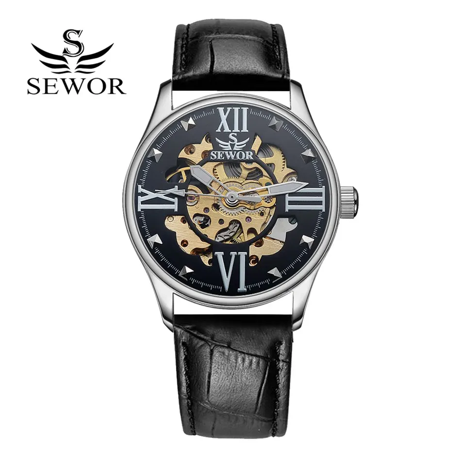 Prix pour Sewor 2017 montre de mode hommes de luxe or squelette en acier en cuir mécanique sport montres hommes classique montre automatique pour hommes Prix pour Sewor 2017 montre de mode hommes de luxe or squelette en acier en cuir mécanique sport montres hommes classique montre automatique pour hommes