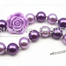 10 шт. в партии Новые Оптовые Фиолетовый коренастый жевательная резинка маленькой девочки ожерелье акрил и бисер CB022