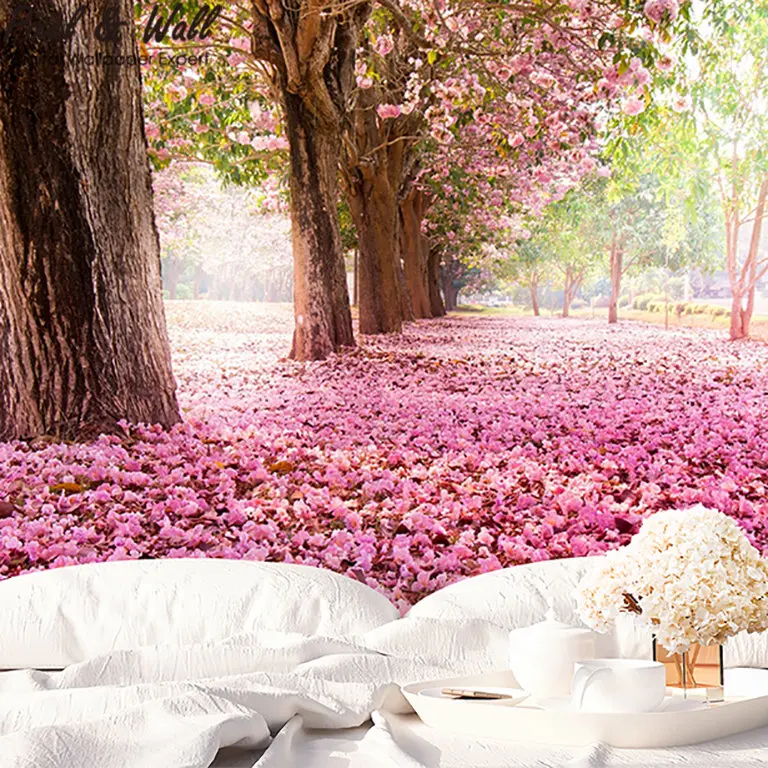 

Pink petals support mural tv flowers home decoration PW20180330008