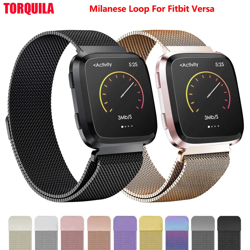 TORQUILA Milanese Loop для Fitbit Versa Smart Watch Band Регулируемая Замена из нержавеющей стали с уникальным магнитным замком