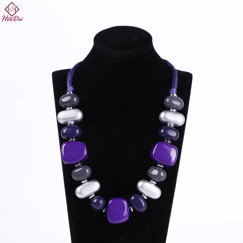 

Heeda Kpop Big Name Exaggerated Resin Necklace for Women Vintage Ethnic Beaded Sweater Chain Graceful Joker Lady Neck Decoration