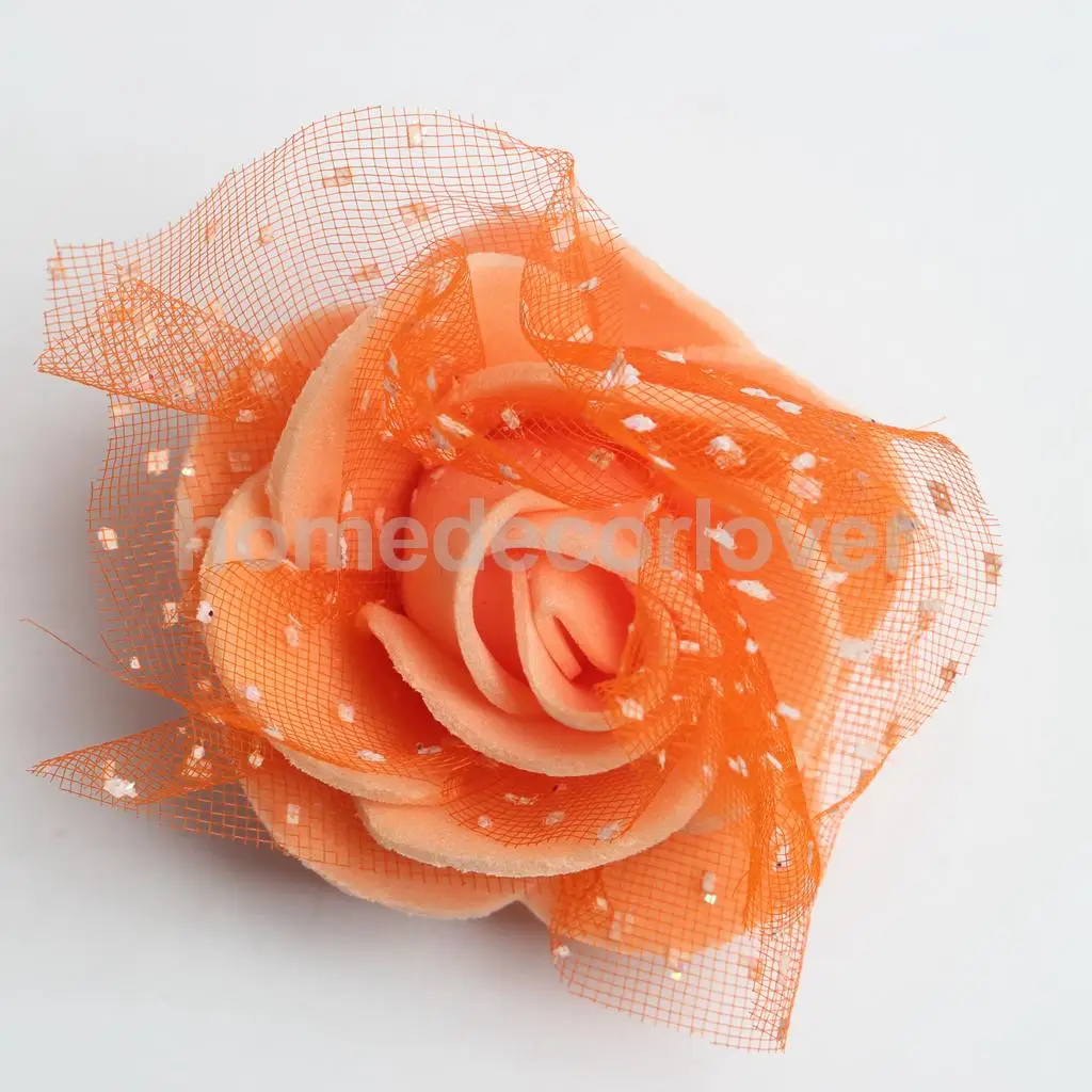 50 Pieces Many Color Mini Artificial Foam Mesh Rose Flower Heads Embellishment for Wedding Crafts 4cm