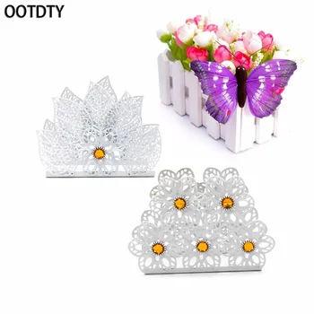 

OOTDTY Europe White Metal Napkin Holder Paper Dispenser Tissue Rack Home Party Dining Table Decor