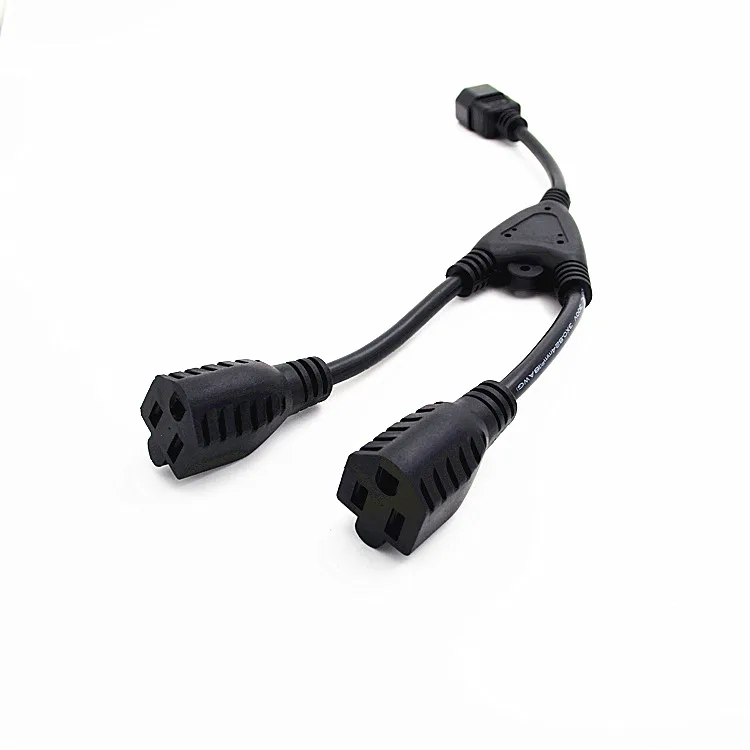 

Nema C14 to 2X 5-15R,1 pcs,USA 3Pin Male To Double Female Power Adaptor Cable,US Y Type Splitter Power Adapter Cord,