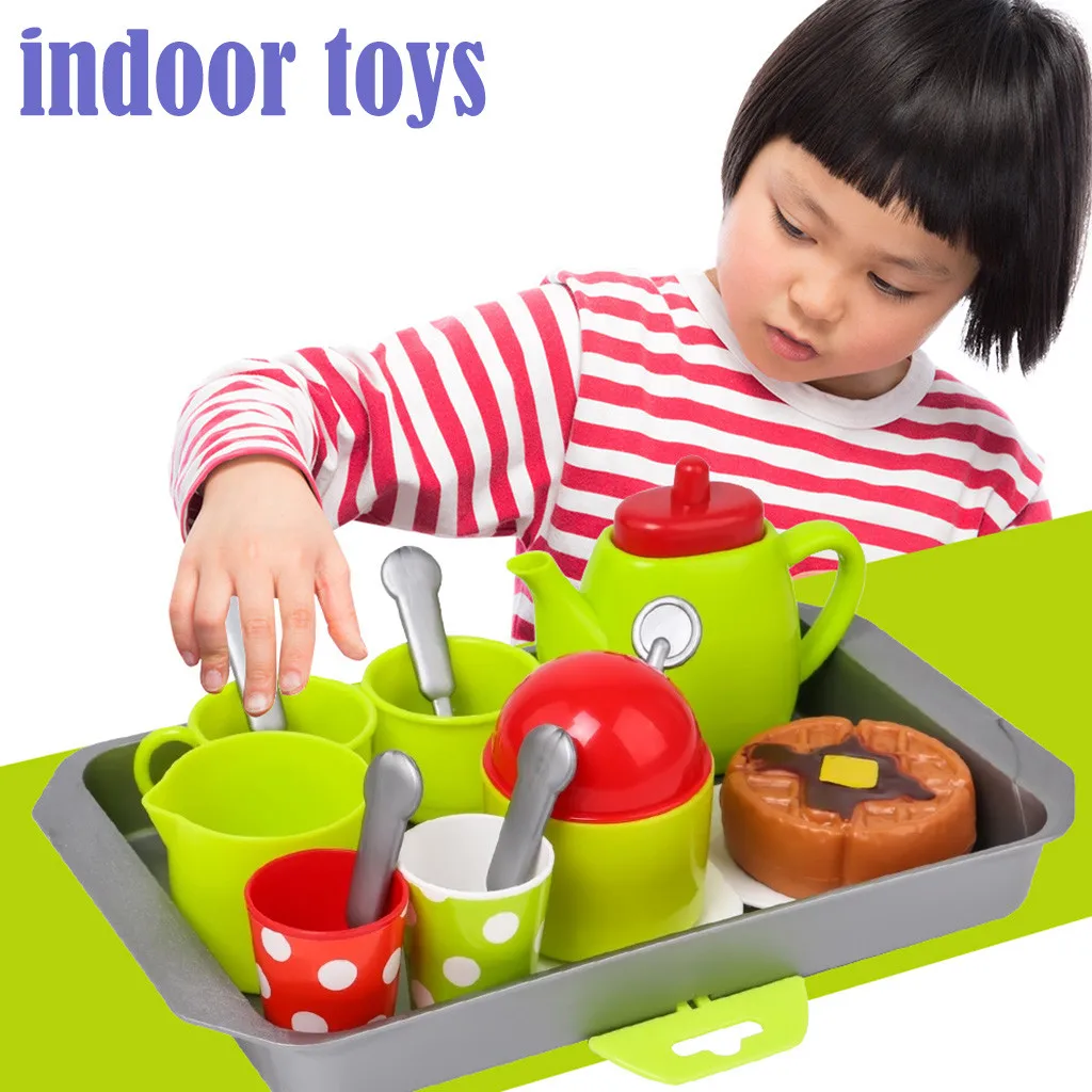 Ролевые игры чайный набор обучающая кухонная посуда игровой набор игрушки для помещений Детский обучающий игрушка Giftd Play игрушки аксессуары MJ1206