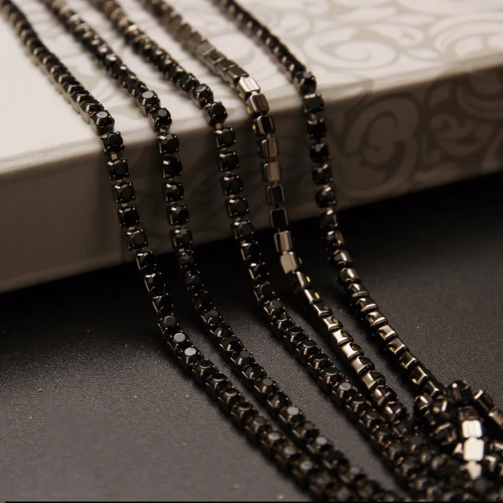 

Clear Crystal intensive Glass rhinestone DIY Black Base Density Trim Strass black Crystal Chains Dress Garment accessories