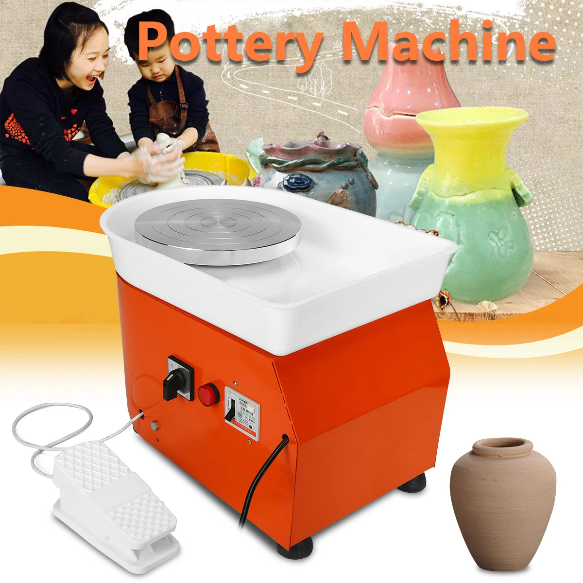 

Flexible Foot Pedal Pottery Wheel Machine 25cm AC 220V 250W Ceramic Work Ceramics Clay Art EU/AU/US With Mobile Smooth Low Noise