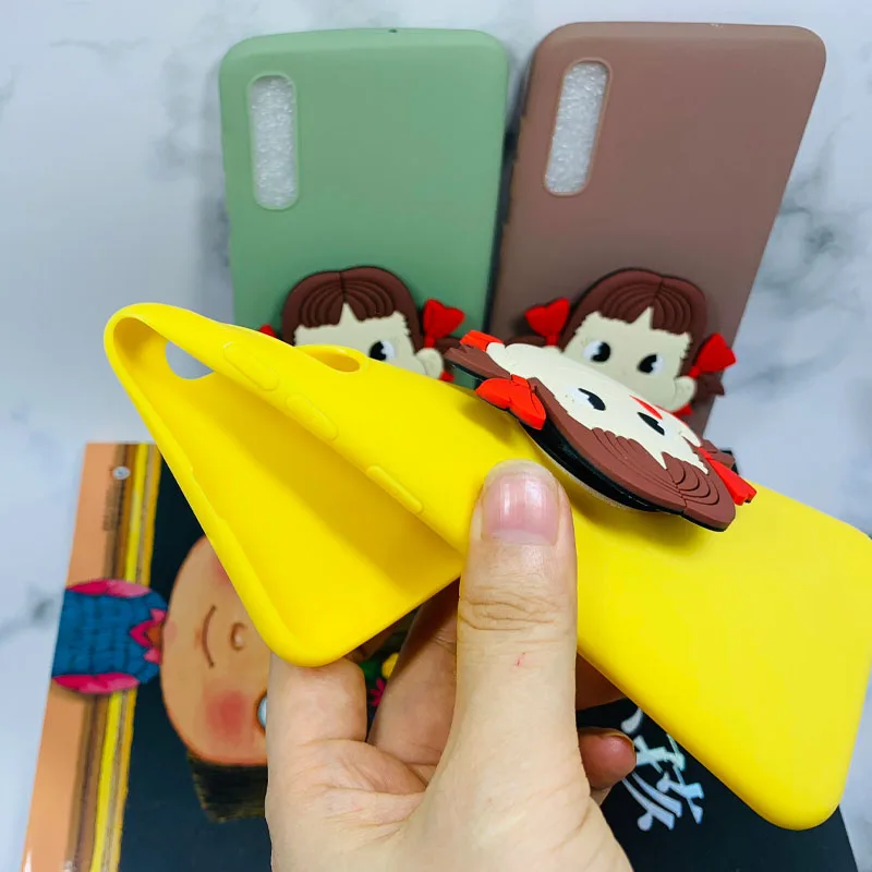 Cute Cartoon Girl Patterned Stand Soft TPU Case Cover sfor Samsung A10 A20 A30 A50 A40 M10 A7 2018 A750 Silicon Candy Color Capa (4)