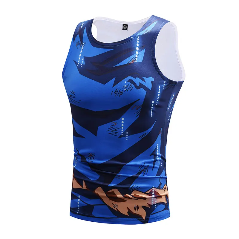 

WduwFm Newest Men Tight Vest Cartoon Dragon Ball Z Tank Tops Fitness Anime Printed Son Goku Vegeta 3D Print Sleeveless Tees