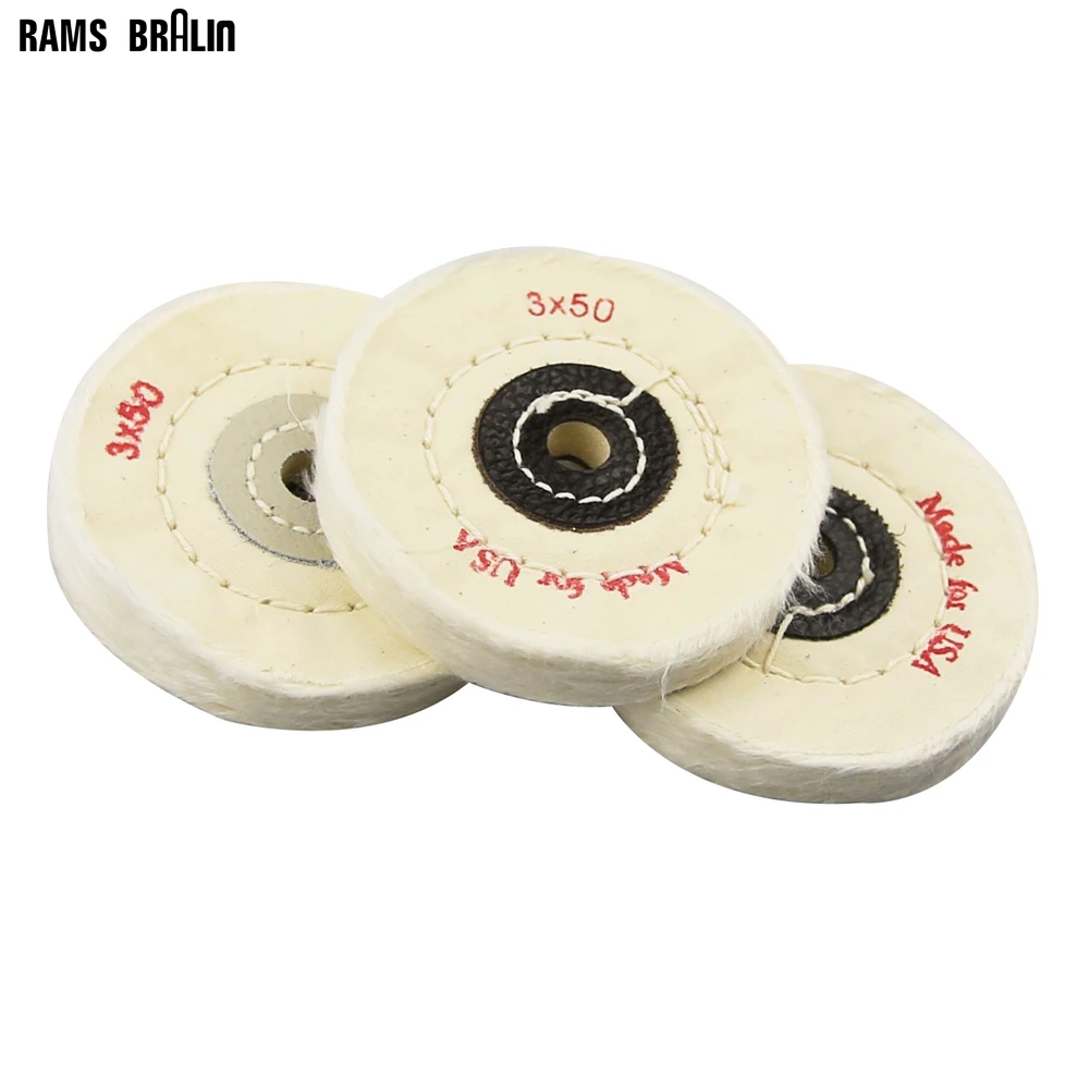 3 pieces 3" White Cotton Lint Mirror Polishing Wheel Jewelry Buffing Wheelin Abrasive Tools