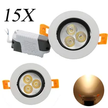 15X светодиодный встраиваемый потолочный светильник 3 Вт AC 85-265 в Светодиодный точечный светильник светодиодный потолочный светильник для дома, кухни, коридора, светильник ing