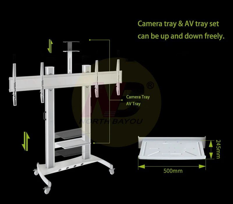 NB AVT1800-60-2A двойной Экран ТВ мобильных корзину 4"-60" светодиодный ЖК-дисплей плазменной ТВ крепление тележки стоят с AV полка и Камера держатель