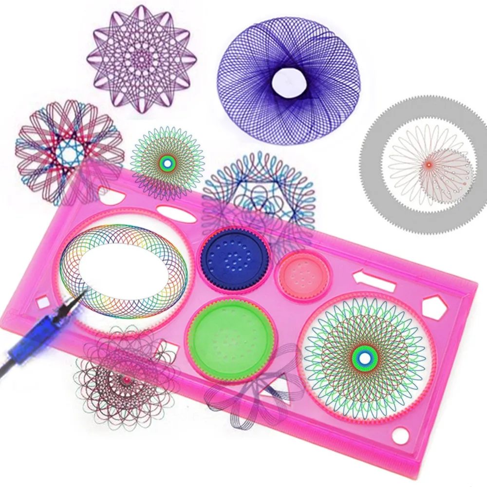 

3 Colors Painting Multi-function Spirograph Geometric Ruler Drafting Tools For Students Flower Drawing Toys Children Art Tools