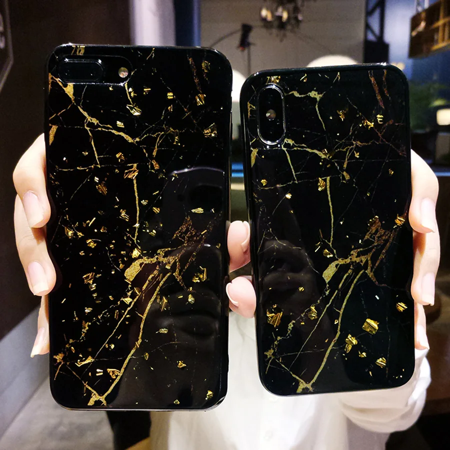 

Luxury Gold Foil Bling Marble Phone Case For iPhone X XS Max XR Soft TPU Cover For iPhone 7 8 6 6s Plus Glitter Case Coque Funda