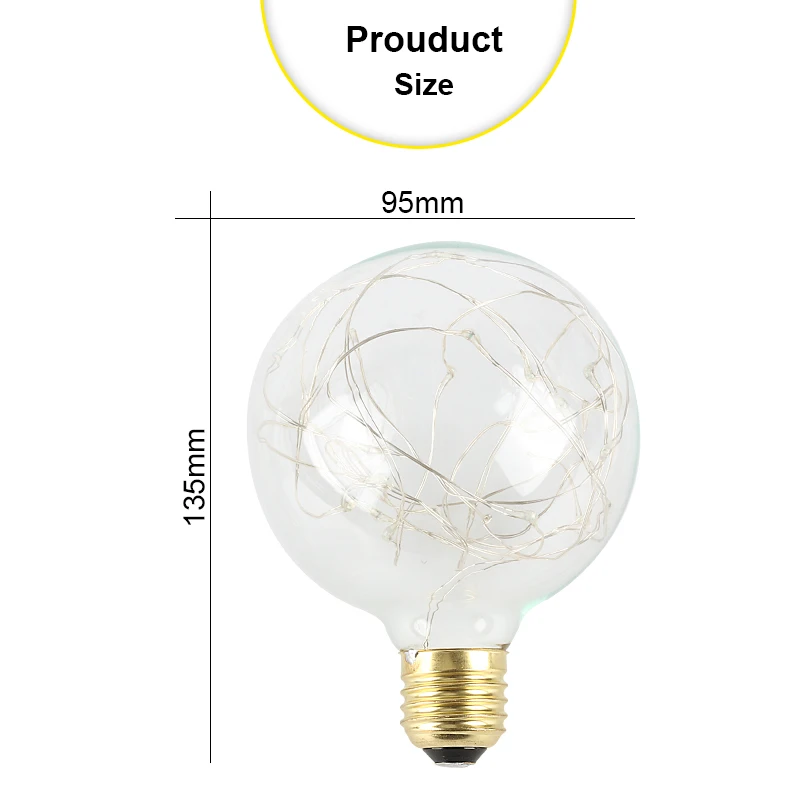 Красочные 3D звезда Светодиодная лампа G95 Фея светодиодные лампы E27 AC85V-265V Эдисон лампы строка Ретро Стекло на Рождество Lampara ампулы
