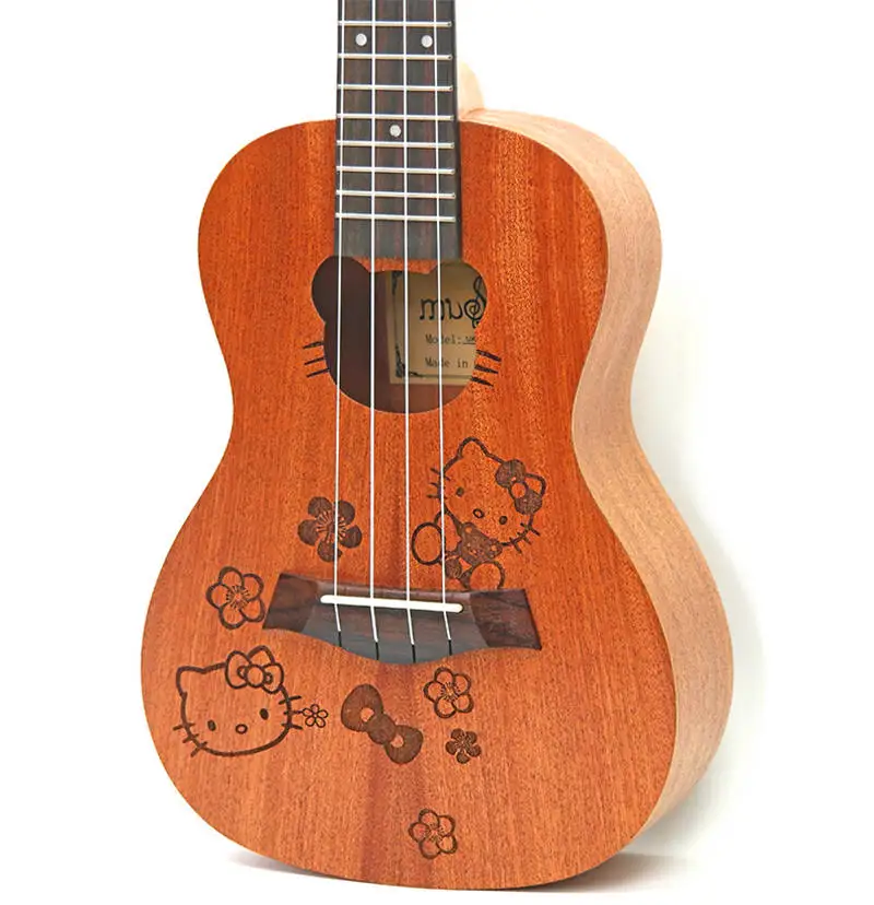 21 дюймов Гавайские гитары Укулеле сопрано УКУ маленькая гитара мультфильм узоры детский подарок Sapele Ukelele палисандр гриф hawai - Цвет: Hello Kitty
