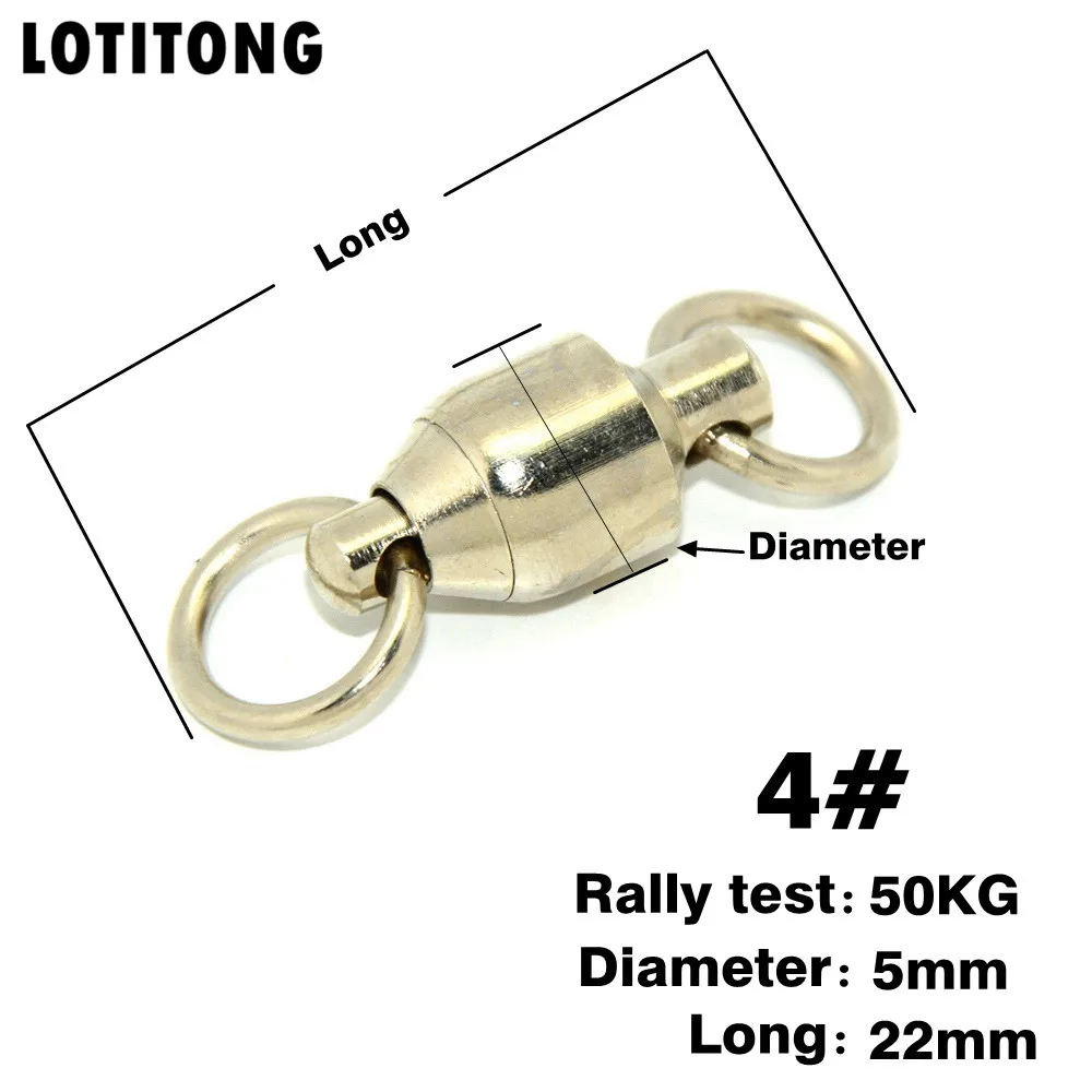 LOTITONG 20шт сверхмощный шарикоподшипник баррель рыболовный роликовый Поворотный соединитель из нержавеющей стали твердое кольцо соединители для рыболовных крючков