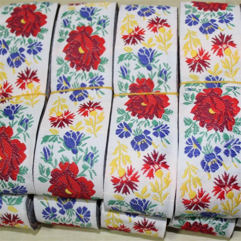 

Embroidered flower ribbon lace woven label Jacquard ribbons handmade craft garments accessories CX139-02