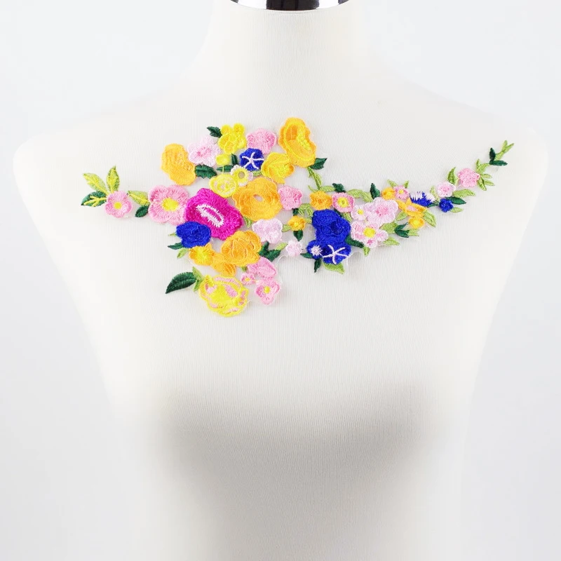 3d-нашивки большой красочный цветок вышитые патч DIY пришить ткань ремонт одежда для свадьбы нашивки