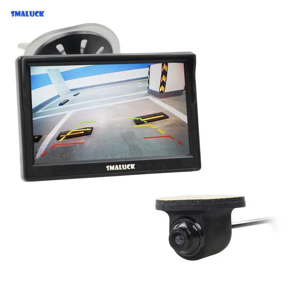 

SMALUCK 5 inch LCD Backup Rear View Car Monitor + Waterproof Color HD Rear View Car Camera for Front Rear Side View