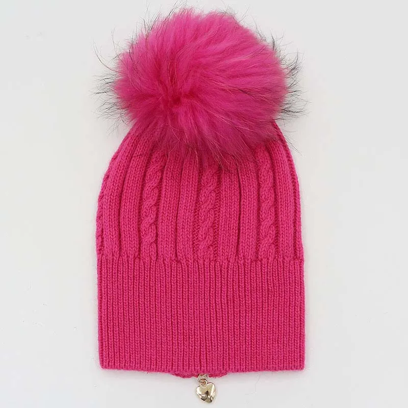 GZHilovingL новые женские шапки осень/зима шерсть меховая шапка с вязаным помпоном шляпа мягкие теплые вязаные Skullies шляпа Женская мода на молнии меховая шапка - Цвет: hot pink