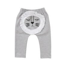 Штаны-шаровары с животным узором для новорожденных мальчиков и девочек штаны для малышей повседневные хлопковые леггинсы серый, оранжевый цвет